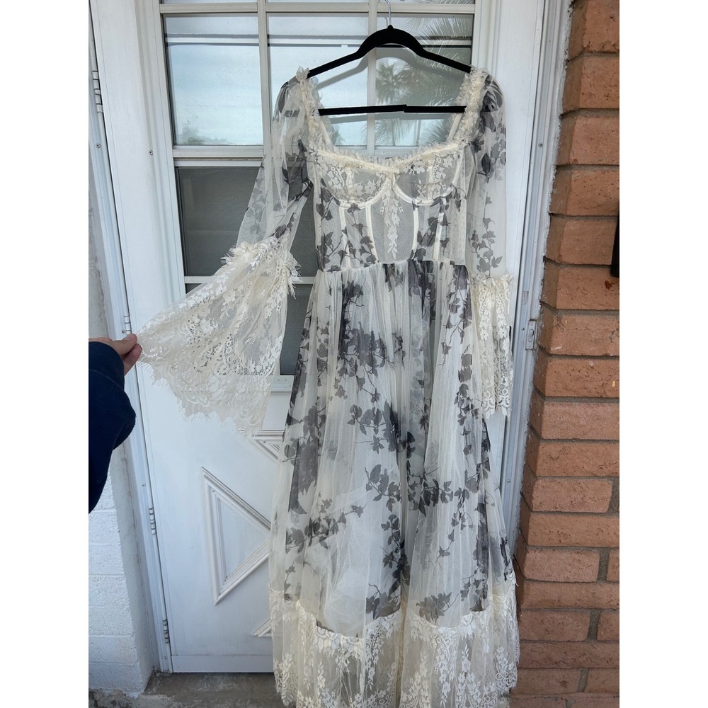 Widow Dolls Kill Dance with Death Tulle Lace Corset Maxi Dress M Goth Victorian